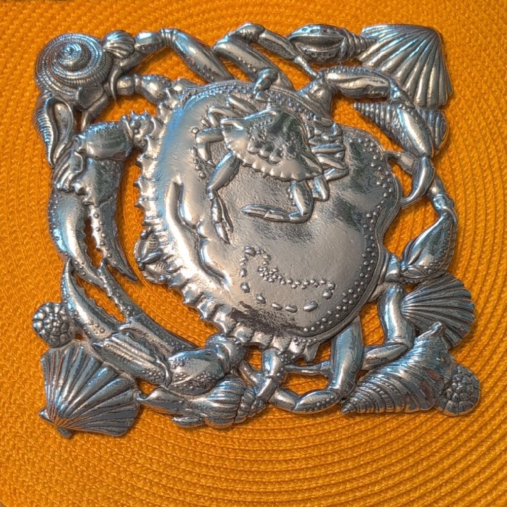 Silver Crab and Shells Brooch